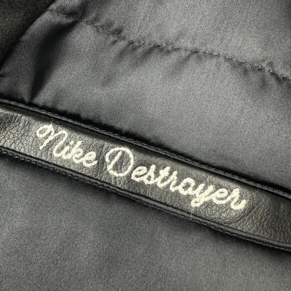 Nike Sportswear Oversized Wool Leather Destroyer Jacket Womens XL FN3672 Black - Picture 7 of 14